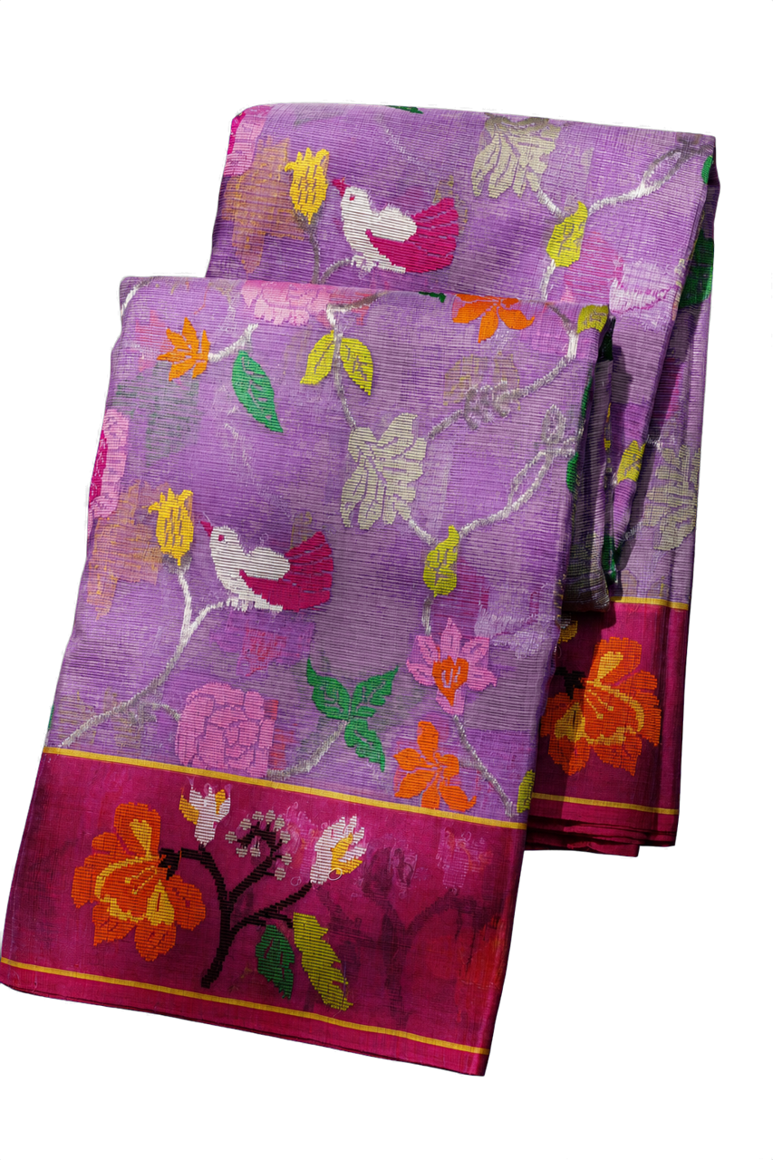 Zari Kota Cotton Lavender Saree