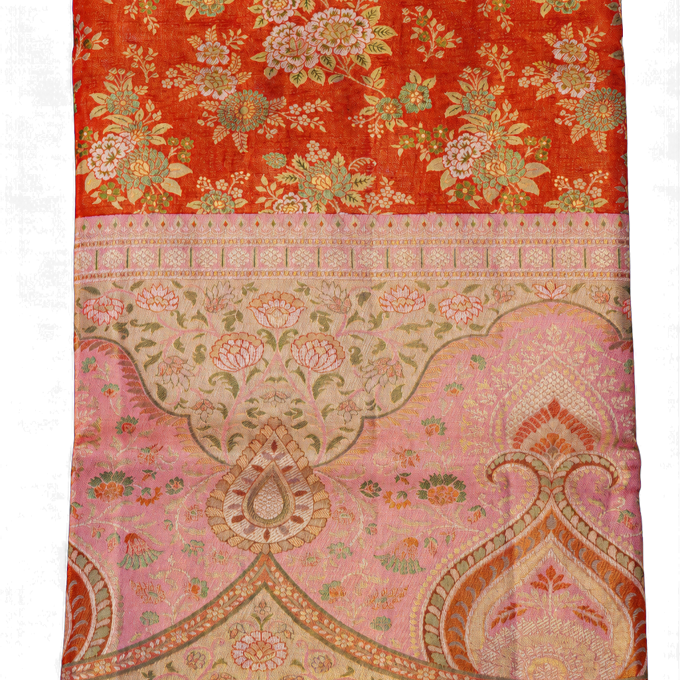 Kanchipuram Silk Red Saree with Bridal Meenakari and Turning Border