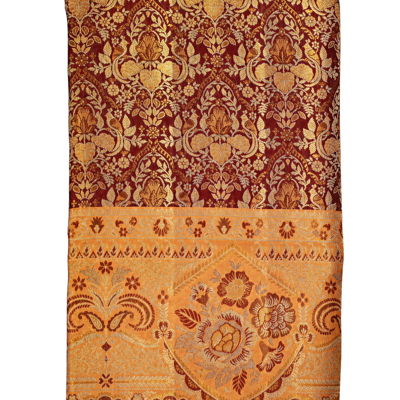 Kanchipuram Silk Maroon Saree with Bridal Meenakari and Big Border