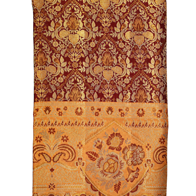 Kanchipuram Silk Maroon Saree with Bridal Meenakari and Big Border