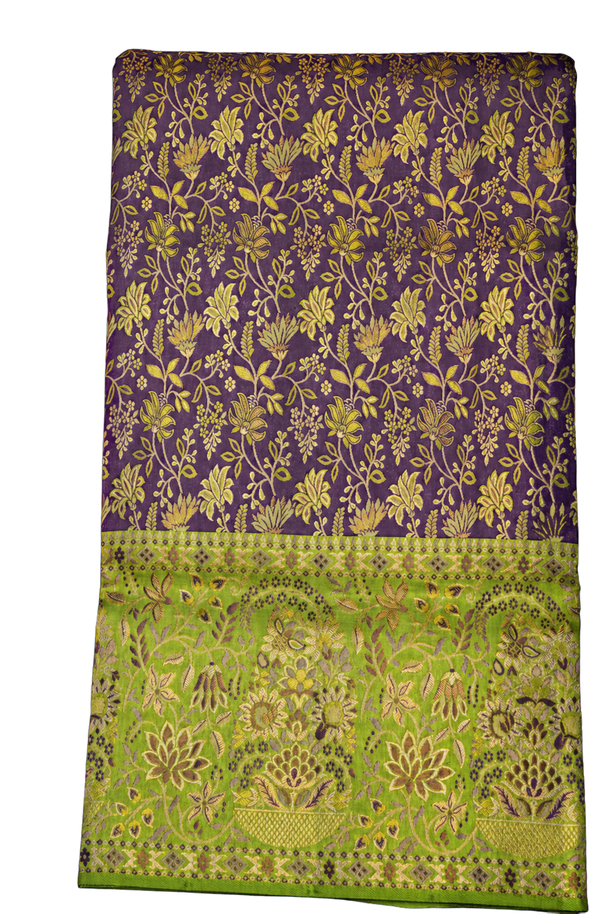 Kanchipuram Silk Purple Saree with All Over Floral Jaal