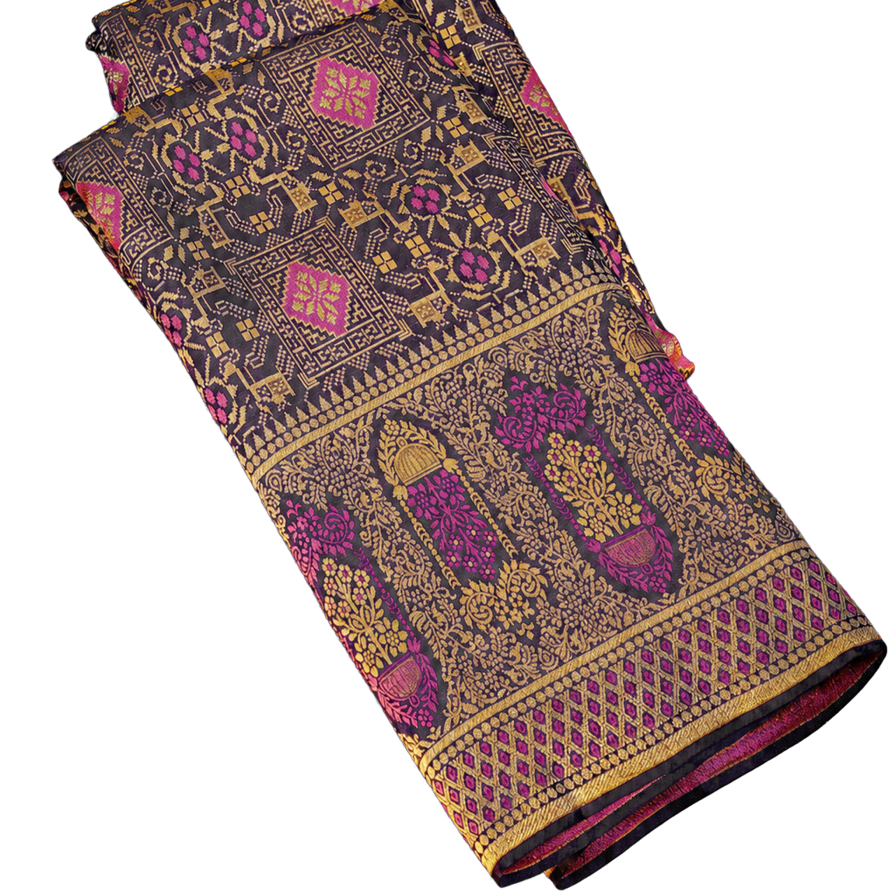 Kanchipuram Silk Royal Blue Saree with Meenakari in Body and Border