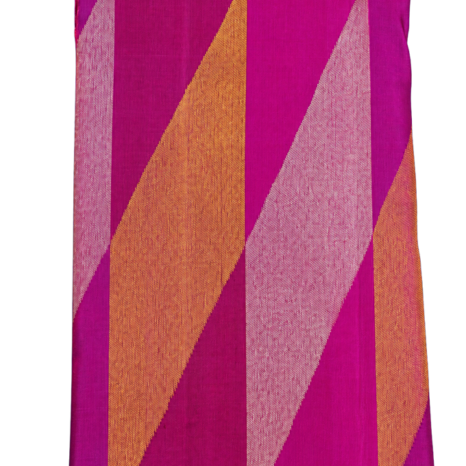 Kanchipuram Silk Yellow Saree with Zari Lines Body Half and Half Design