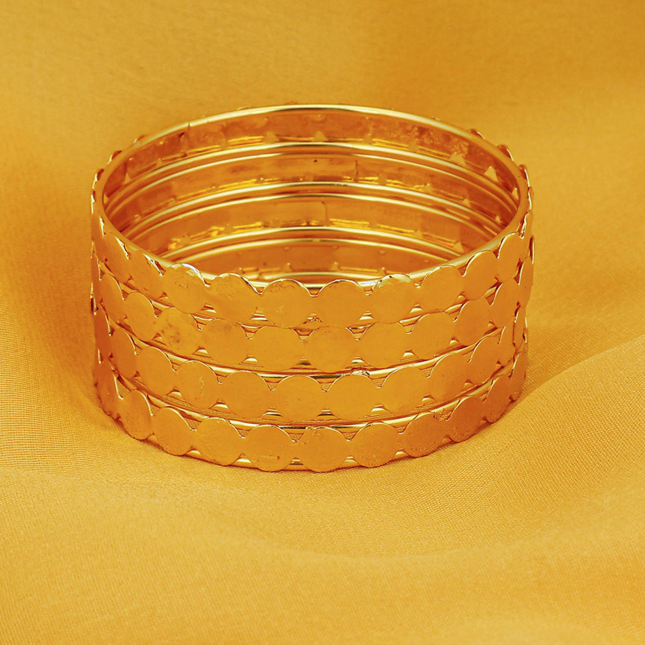 Sukkhi Glamorous Temple Jewellery Gold Plated Coin Bangles Set of 4 For Women