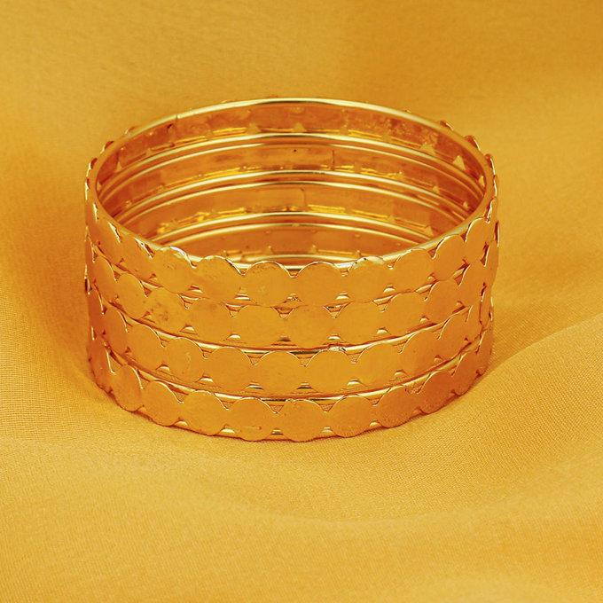Sukkhi Glamorous Temple Jewellery Gold Plated Coin Bangles Set of 4 For Women
