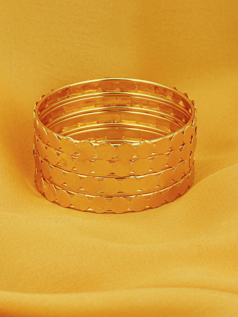 Sukkhi Glamorous Temple Jewellery Gold Plated Coin Bangles Set of 4 For Women