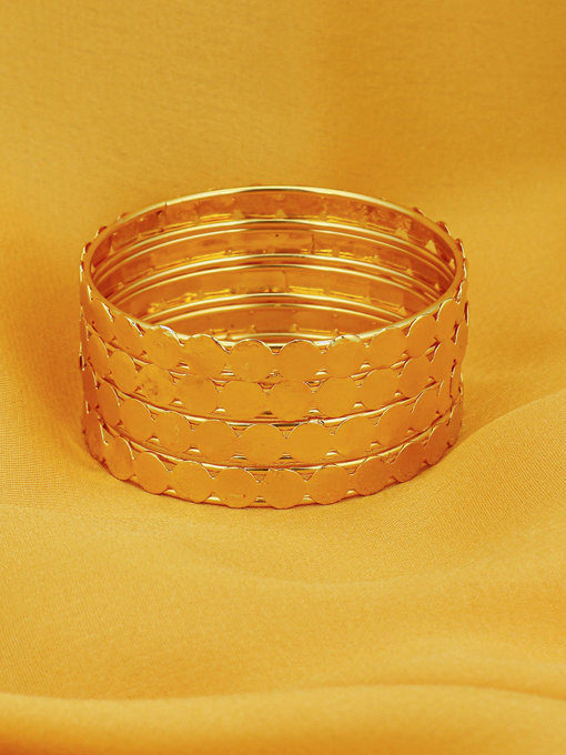 Sukkhi Glamorous Temple Jewellery Gold Plated Coin Bangles Set of 4 For Women