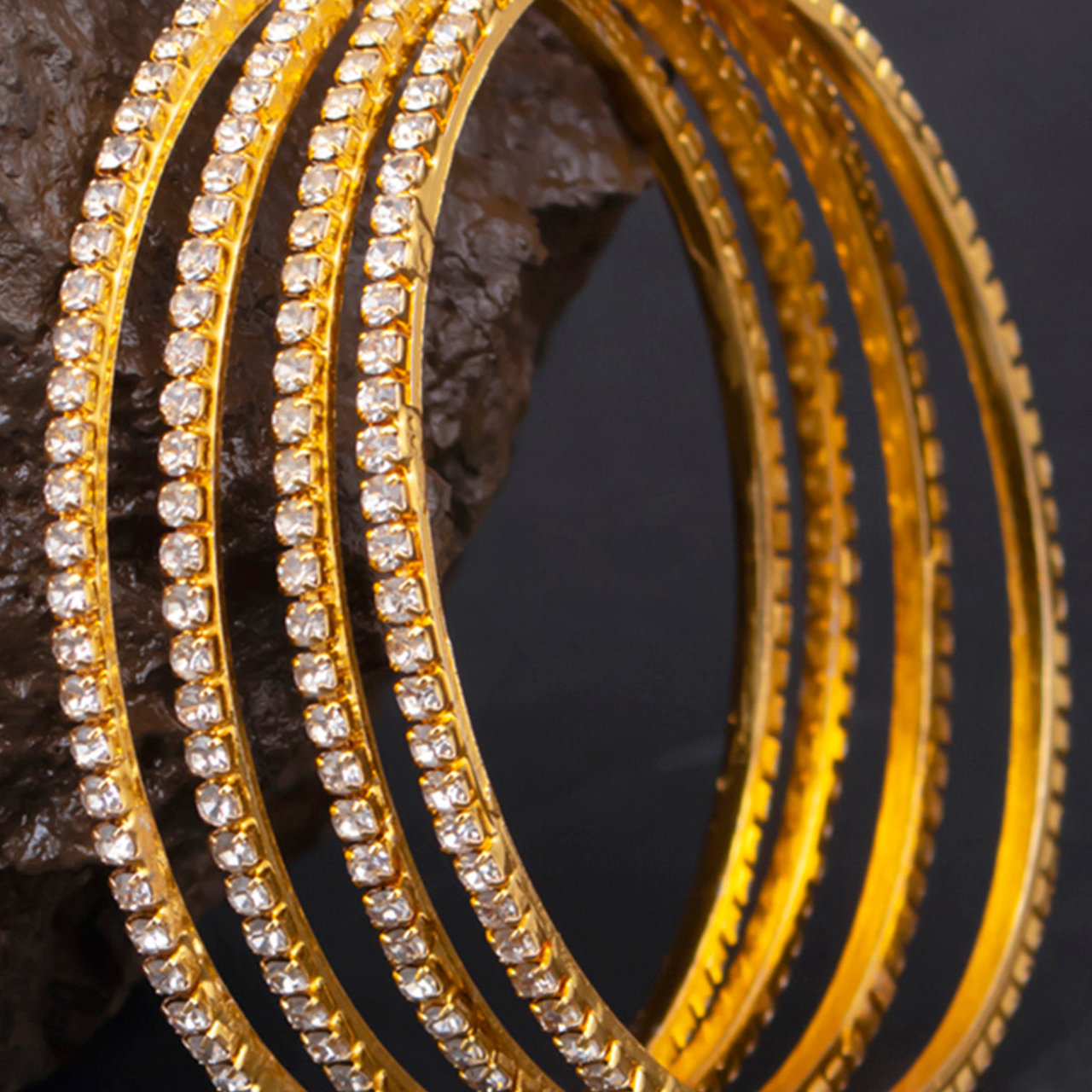 Sukkhi Classy Gold Plated Set of 4 Austrian Diamond Bangles for Women