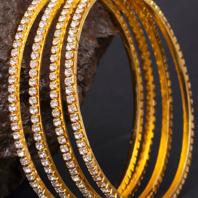 Sukkhi Classy Gold Plated Set of 4 Austrian Diamond Bangles for Women