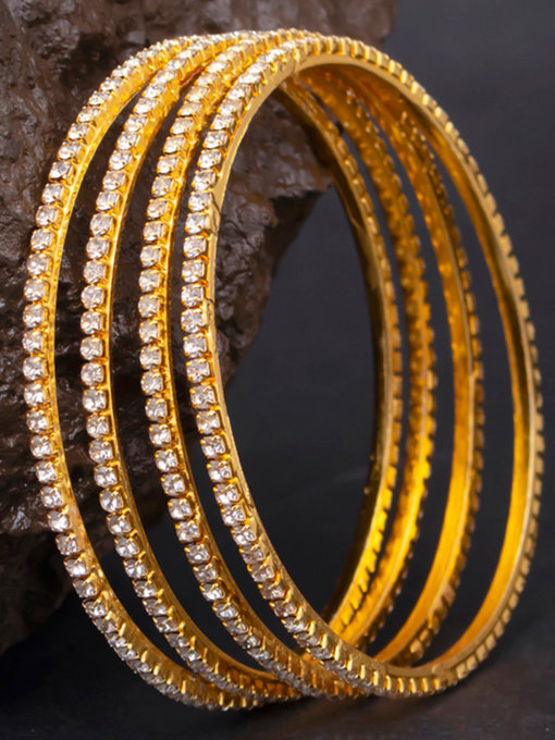 Sukkhi Classy Gold Plated Set of 4 Austrian Diamond Bangles for Women