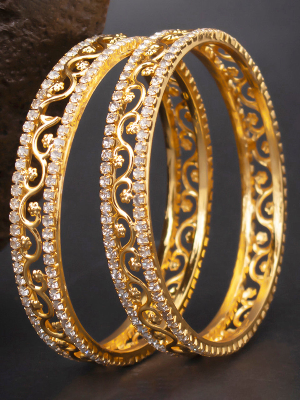 Sukkhi Incredible Gold Plated Set of 2 Austrian Diamond Bangles for Women
