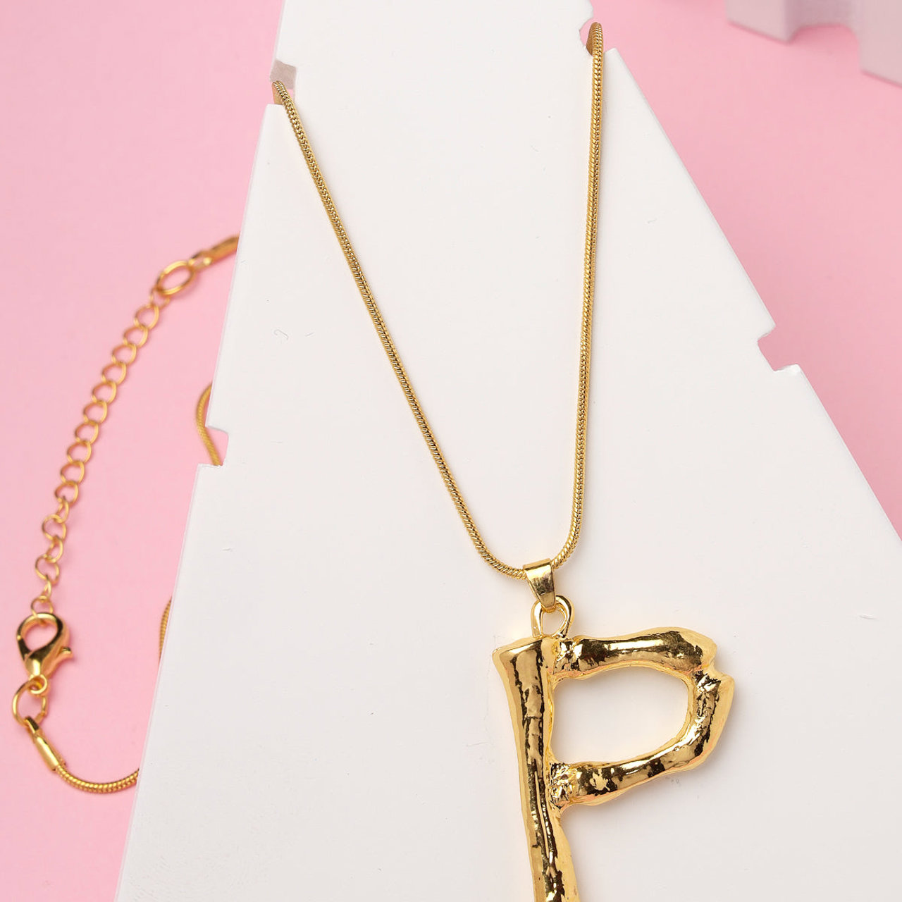 Scintillare by Sukkhi Stylish Name English Gold Plated Alphabet P Letter Initials Letter Locket Pendant Necklace Chain Alphabet Pendant Necklace Chain for Men And Women Unisex