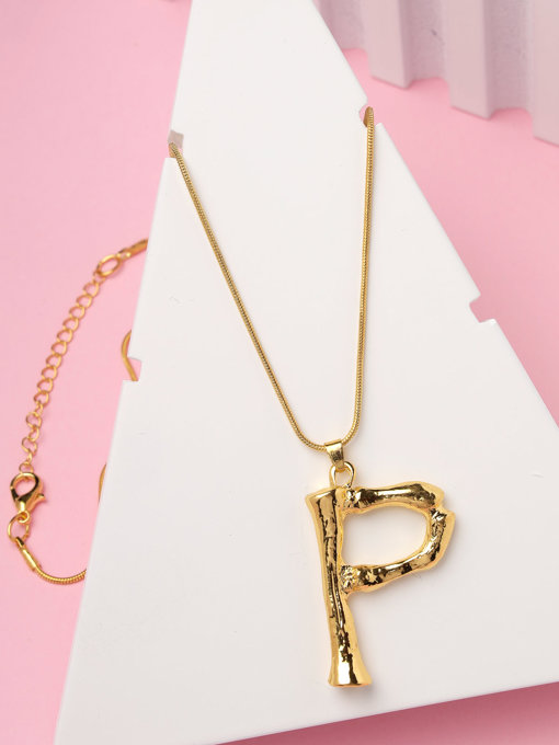 Scintillare by Sukkhi Stylish Name English Gold Plated Alphabet P Letter Initials Letter Locket Pendant Necklace Chain Alphabet Pendant Necklace Chain for Men And Women Unisex