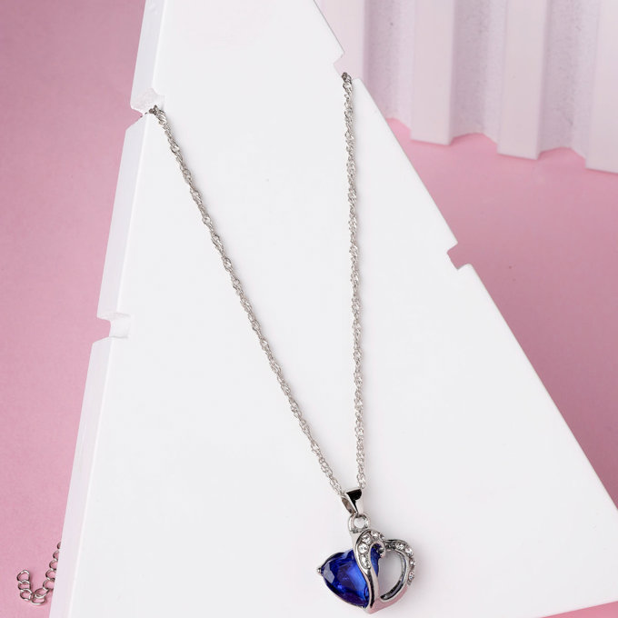 Scintillare by Sukkhi Trendy Style Joint Valentine Heart Shaped Crystals With Rhodium Plated Silver Pendant With Chain for Women And Girls