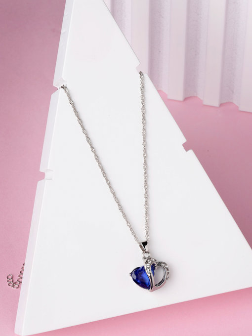 Scintillare by Sukkhi Trendy Style Joint Valentine Heart Shaped Crystals With Rhodium Plated Silver Pendant With Chain for Women And Girls