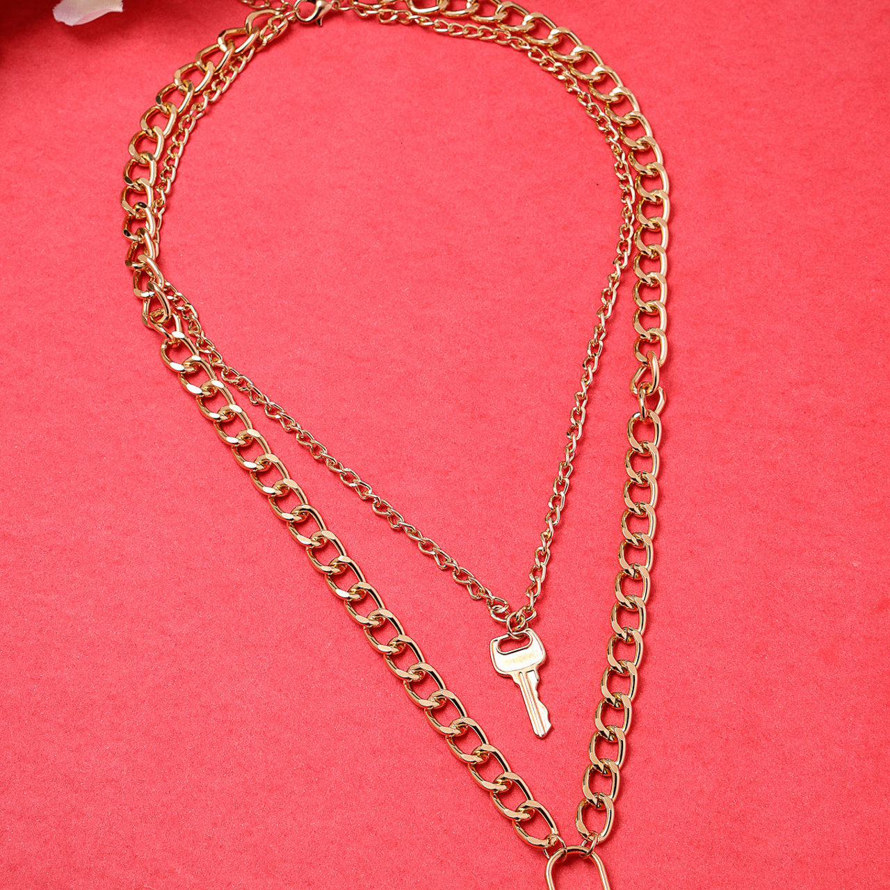 Scintillare by Sukkhi Iconic Style Gold Plated Key Lock Pendant Necklace for Women & Girls