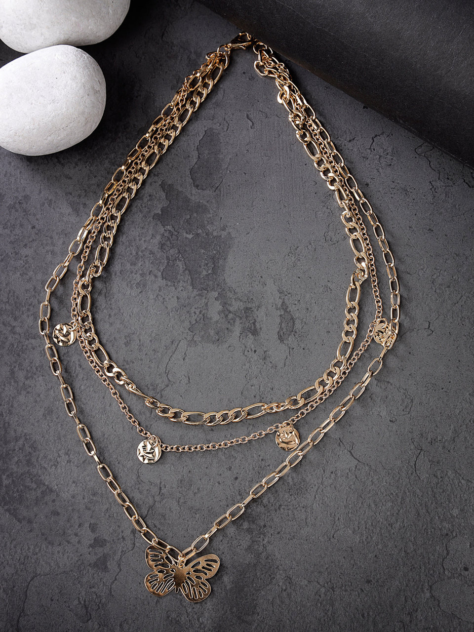 Scintillare by Sukkhi Latest Fashionable 3 Layered Gold Plated Butterfly Pendant Necklace for Women & Girls
