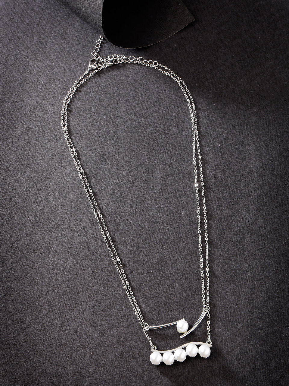 Scintillare by Sukkhi Sparking Rhodium Plated Silver 2 Layered With Pearls Choker Necklace for Women & Girls