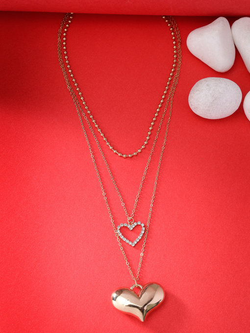 Scintillare by Sukkhi Bewitching 2 Heart Shaped With 3 Layered Gold Plated Pendant Necklace for Women & Girls