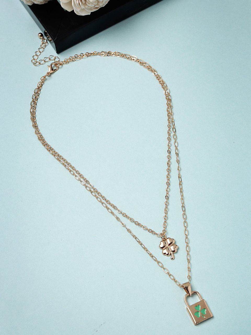 Scintillare by Sukkhi Adorable Heart Shaped With Gold Plated 2 Layered Pendant Necklace Metal Chain for Women & Girls