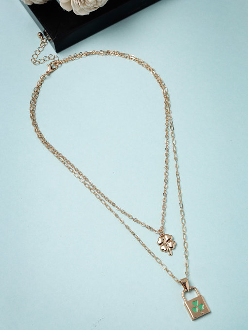 Scintillare by Sukkhi Adorable Heart Shaped With Gold Plated 2 Layered Pendant Necklace Metal Chain for Women & Girls