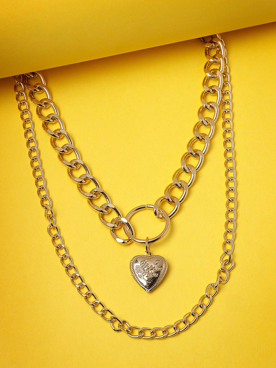 Scintillare by Sukkhi Iconic Fashionable Heart Multilayered Gold Plated Pendant Necklace for Women & Girls