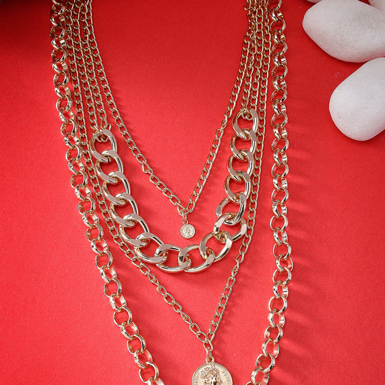 Scintillare by Sukkhi Eye-Catchy Gold Plated Multilayered Collarbone Necklace for Women & Girls