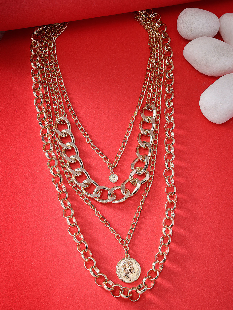 Scintillare by Sukkhi Eye-Catchy Gold Plated Multilayered Collarbone Necklace for Women & Girls