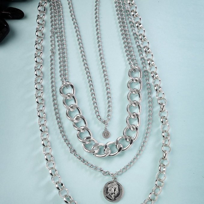 Scintillare by Sukkhi Delicate Multilayered Rhodium Plated Crystals Stones Pendant Necklace for Women & Girls
