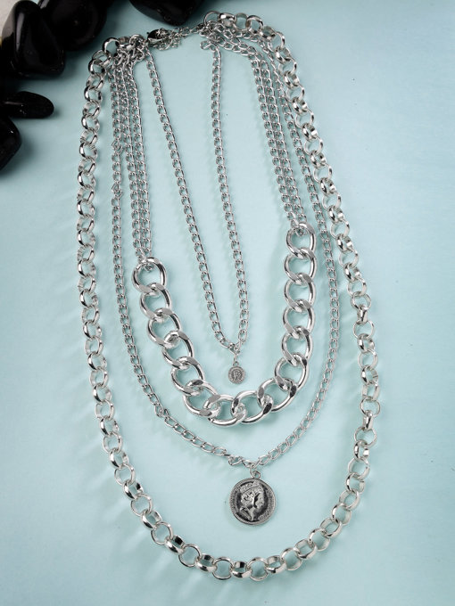 Scintillare by Sukkhi Delicate Multilayered Rhodium Plated Crystals Stones Pendant Necklace for Women & Girls