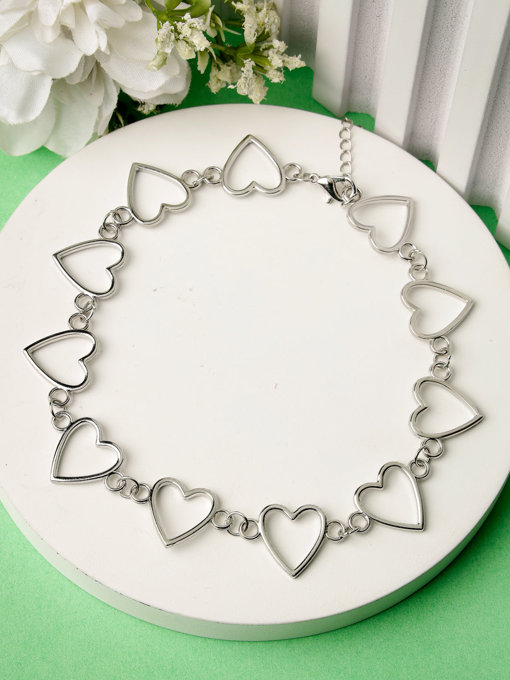 Scintillare by Sukkhi Admirable Rhodium Plated Heart Shaped Link Choker Necklace for Women & Girls