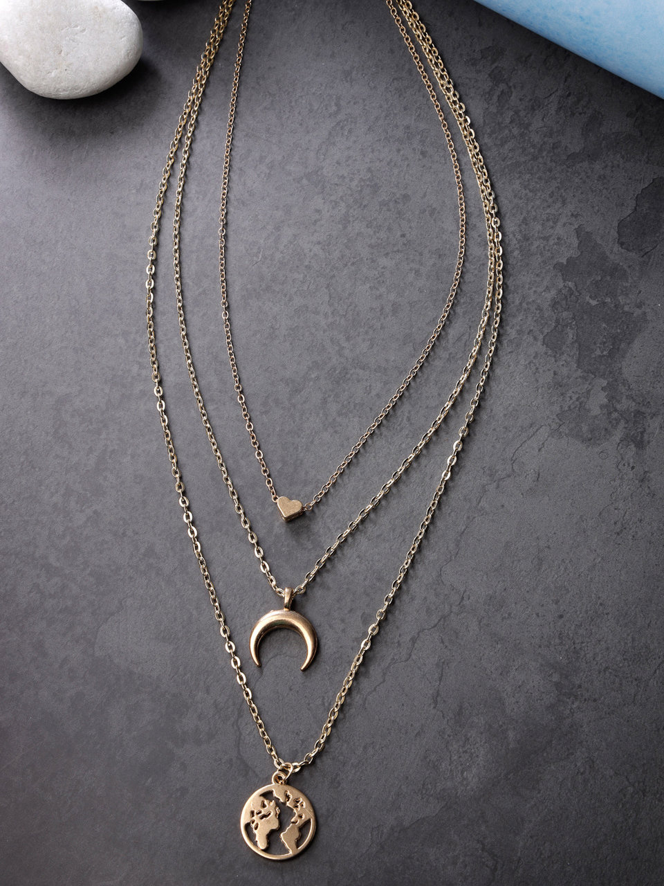 Scintillare by Sukkhi Latest 3 Layered Western Non Precious Base Metal Gold Plated Pendant Necklace for Women