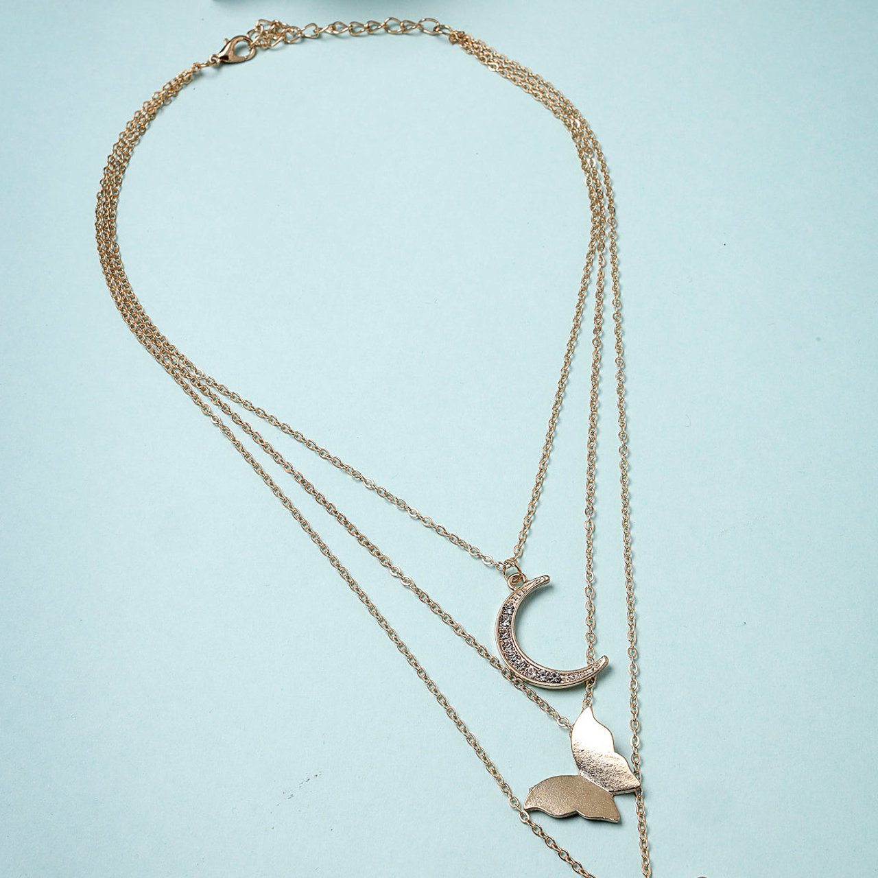 Scintillare by Sukkhi Beautiful Multistyle Gold Plated 3 Layered Butterfly Moon Pendant Necklace for Women & Girls