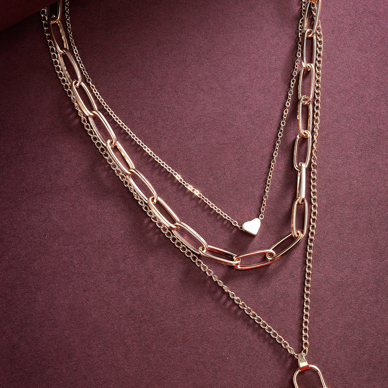 Scintillare by Sukkhi Western Style Gold Plated Heart Lock Pendant Necklace for Women & Girls