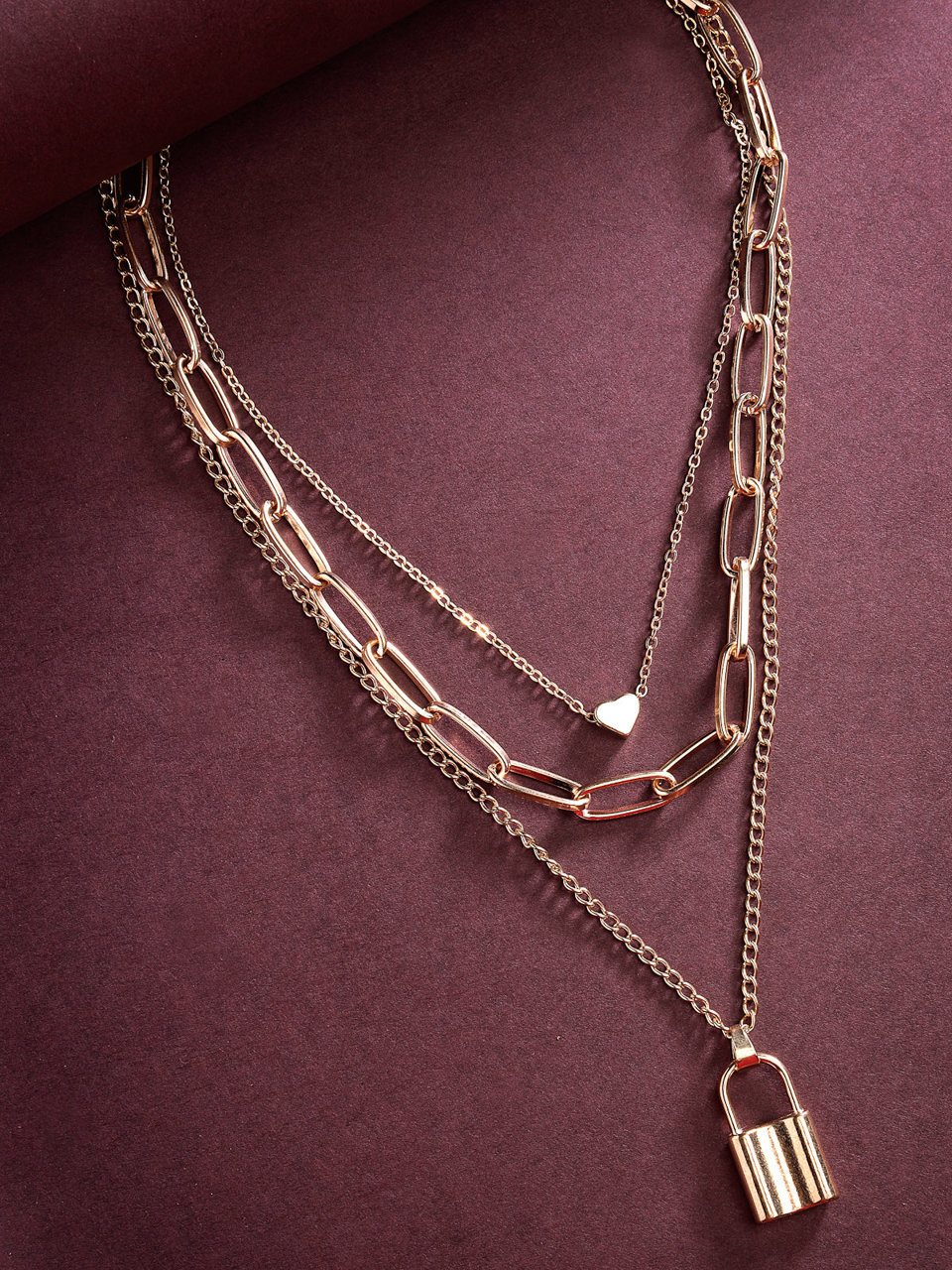 Scintillare by Sukkhi Western Style Gold Plated Heart Lock Pendant Necklace for Women & Girls
