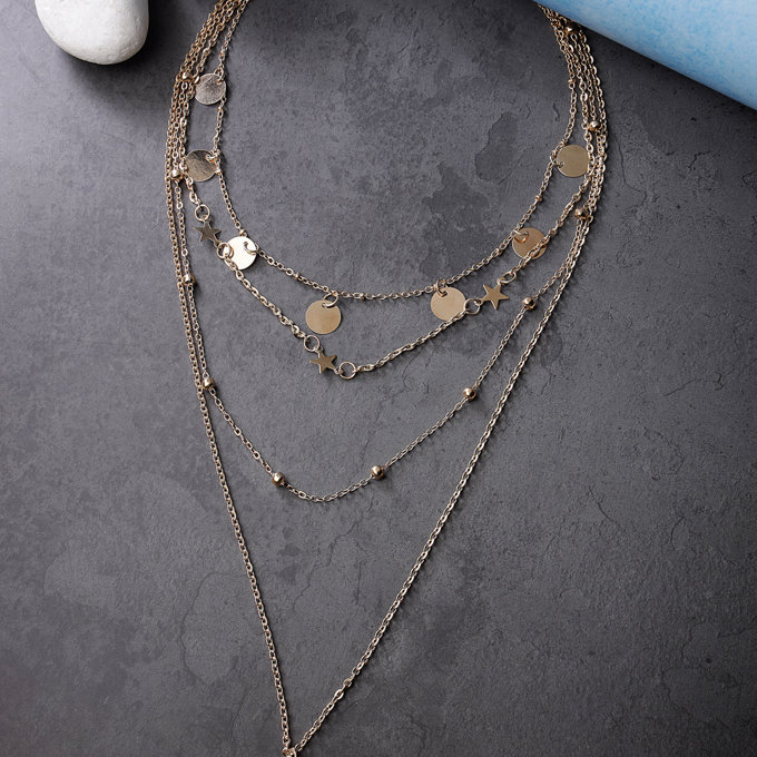 Scintillare by Sukkhi Decent Gold Plated Multilayered Contemporary Pendant Necklace for Women & Girls