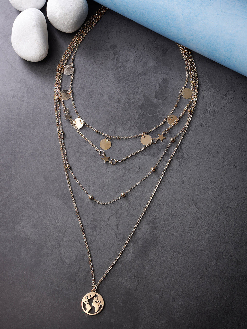 Scintillare by Sukkhi Decent Gold Plated Multilayered Contemporary Pendant Necklace for Women & Girls