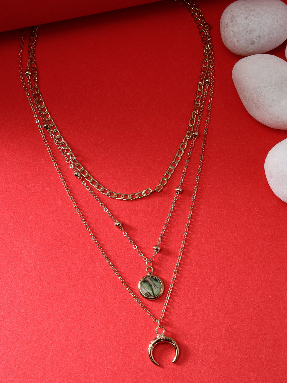 Scintillare by Sukkhi Pretty fashionable Gold Plated Multilayered Contemporary Combo Pendant Necklace for Women & Girls