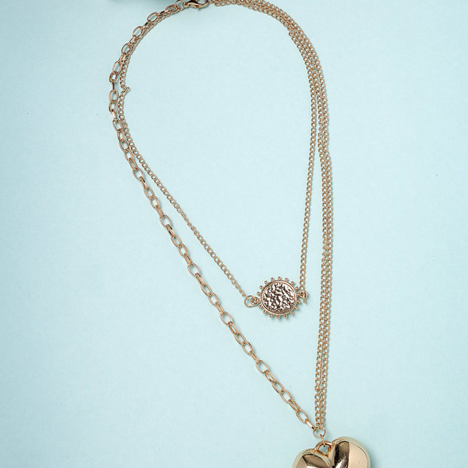 Scintillare by Sukkhi Eye-Catchy Gold Plated Heart Shaped & Multilayered Pendant Necklace for Women & Girls