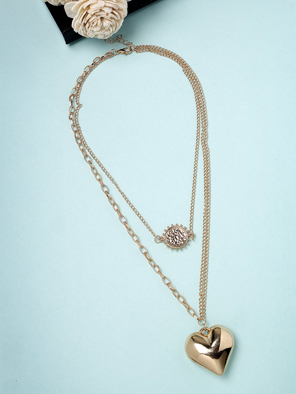 Scintillare by Sukkhi Eye-Catchy Gold Plated Heart Shaped & Multilayered Pendant Necklace for Women & Girls