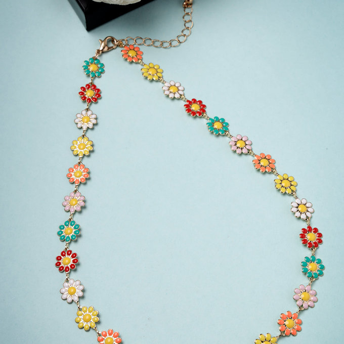 Scintillare by Sukkhi Charming Multicolor Floral Gold Plated Contemporary Choker Necklace for Women & Girls