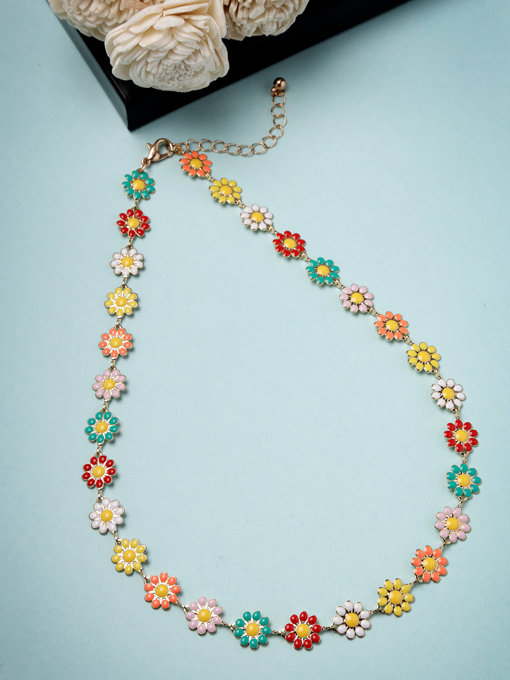 Scintillare by Sukkhi Charming Multicolor Floral Gold Plated Contemporary Choker Necklace for Women & Girls