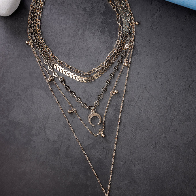 Scintillare by Sukkhi Adjustable Multilayered Gold Plated Contemporary Pendant Necklace for Women & Girls