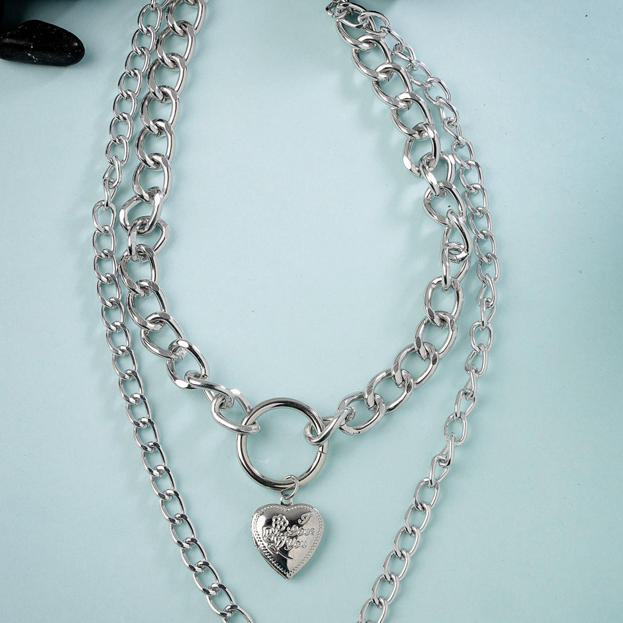 Scintillare by Sukkhi Iconic Fashionable Heart Rhodium Plated Silver Pendant Necklace for Women & Girls