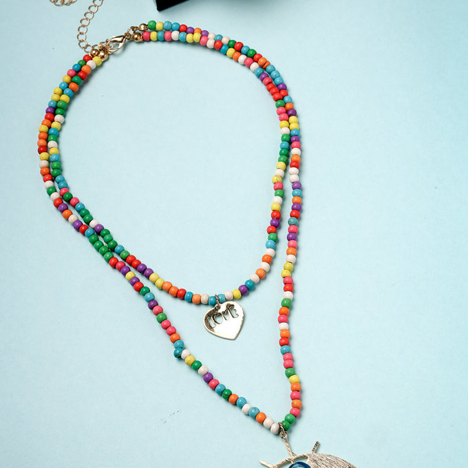 Scintillare by Sukkhi Charming Gold Plated Multicolor Beadded Evil-Eye & Heart Shaped Pendant Necklace for Women & Girls