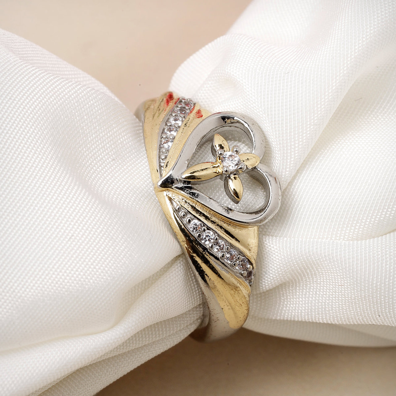 Scintillare by Sukkhi Lavish American Diamond Studded with Heart Shaped King Queen Finger Rings for Women & Girls