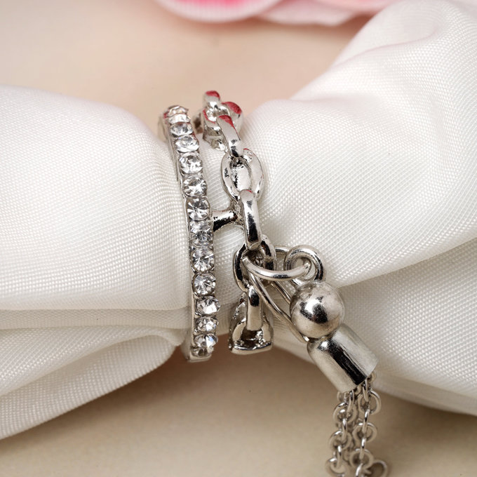 Scintillare by Sukkhi Delicate Rhodium Plated Silver American Diamonds Studded Finger Rings for Women & Girls