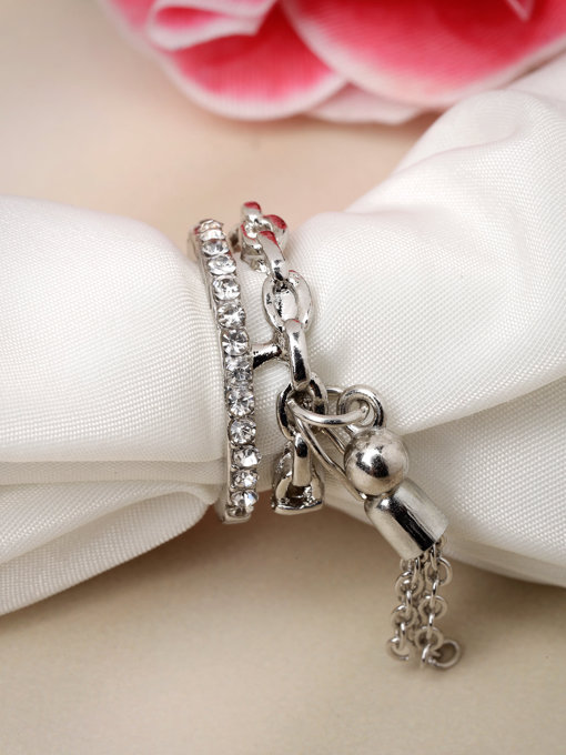 Scintillare by Sukkhi Delicate Rhodium Plated Silver American Diamonds Studded Finger Rings for Women & Girls
