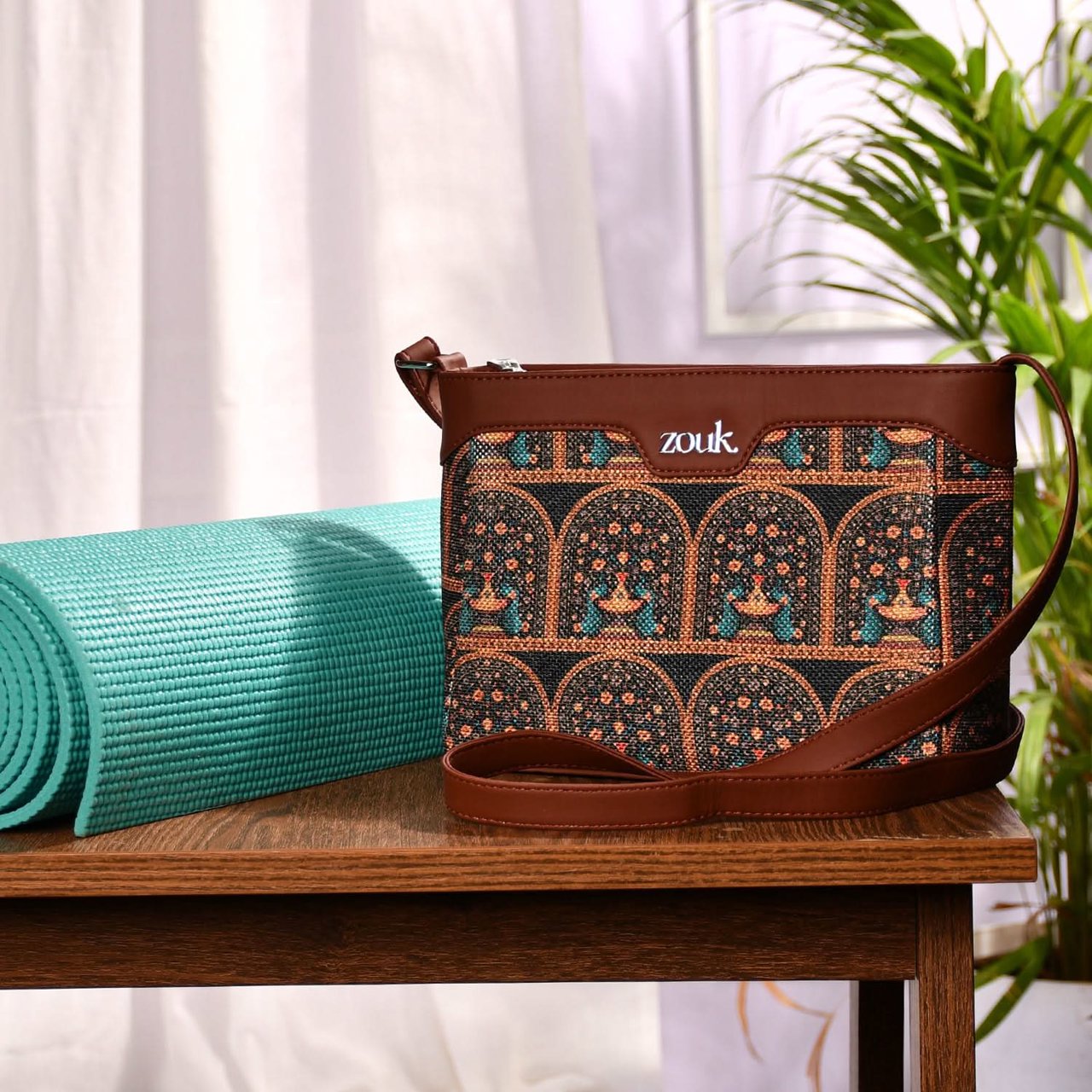 Royal Indian Peacock Motif Harmony Sling Bag