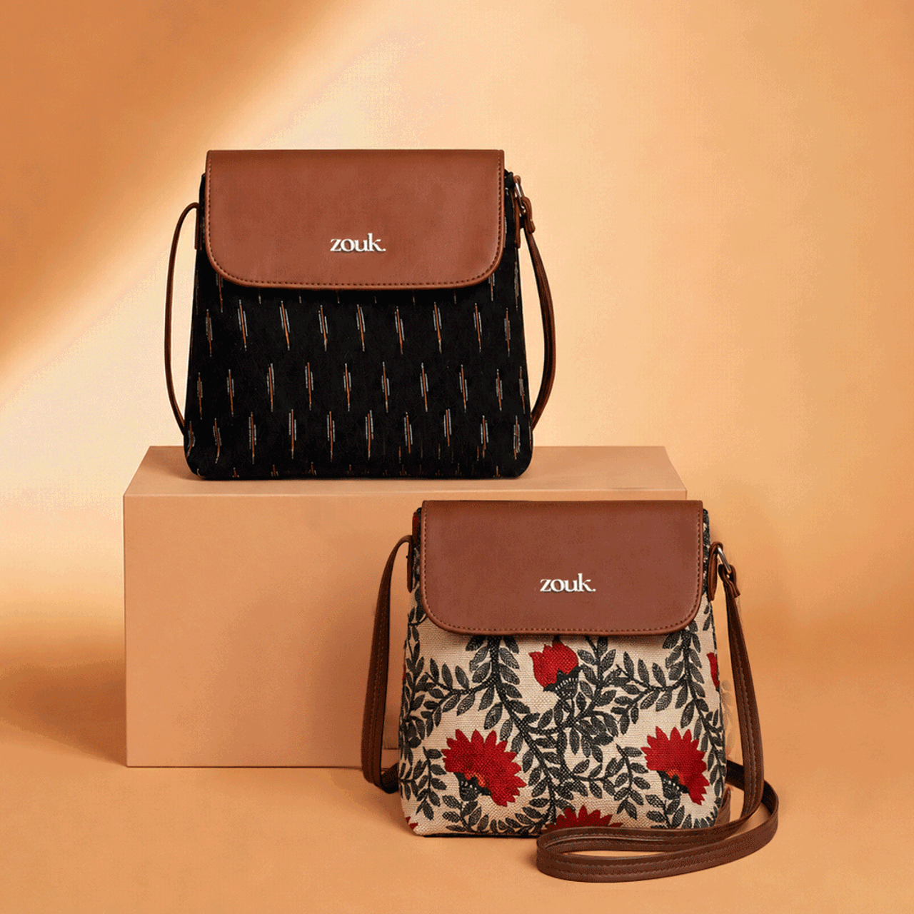 Ikat GreRe & Nawabi Couture Flap Sling Bag Combo